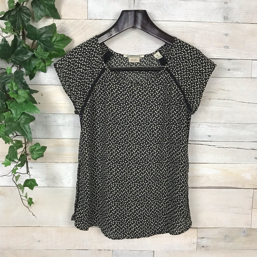 Maison Scotch Bon Chic Black Polka Dot Blouse 2